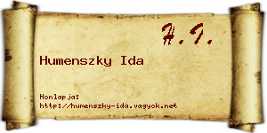Humenszky Ida névjegykártya